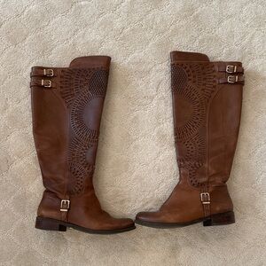 Gianni Bini Brown Over the Knee Boots with Cutout Design